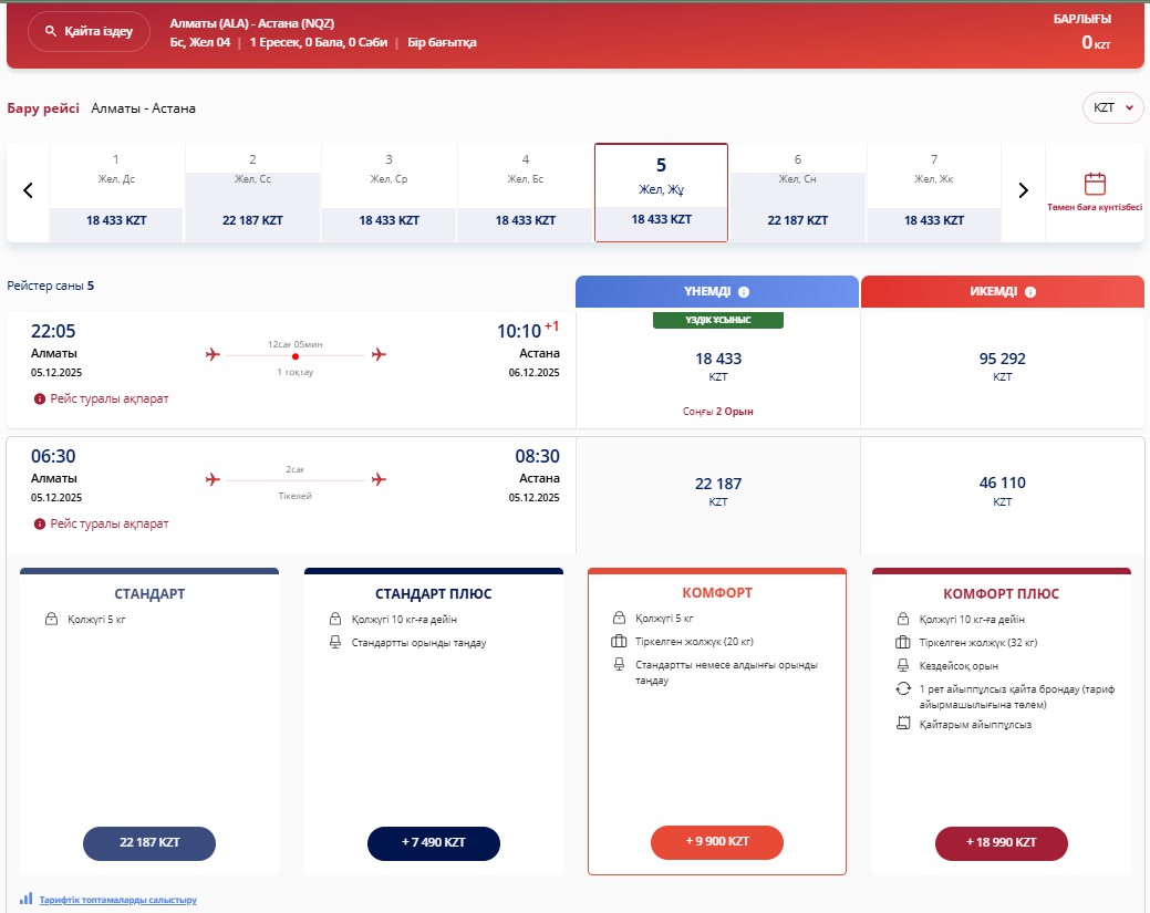 Тарифтік топтаманы таңдау